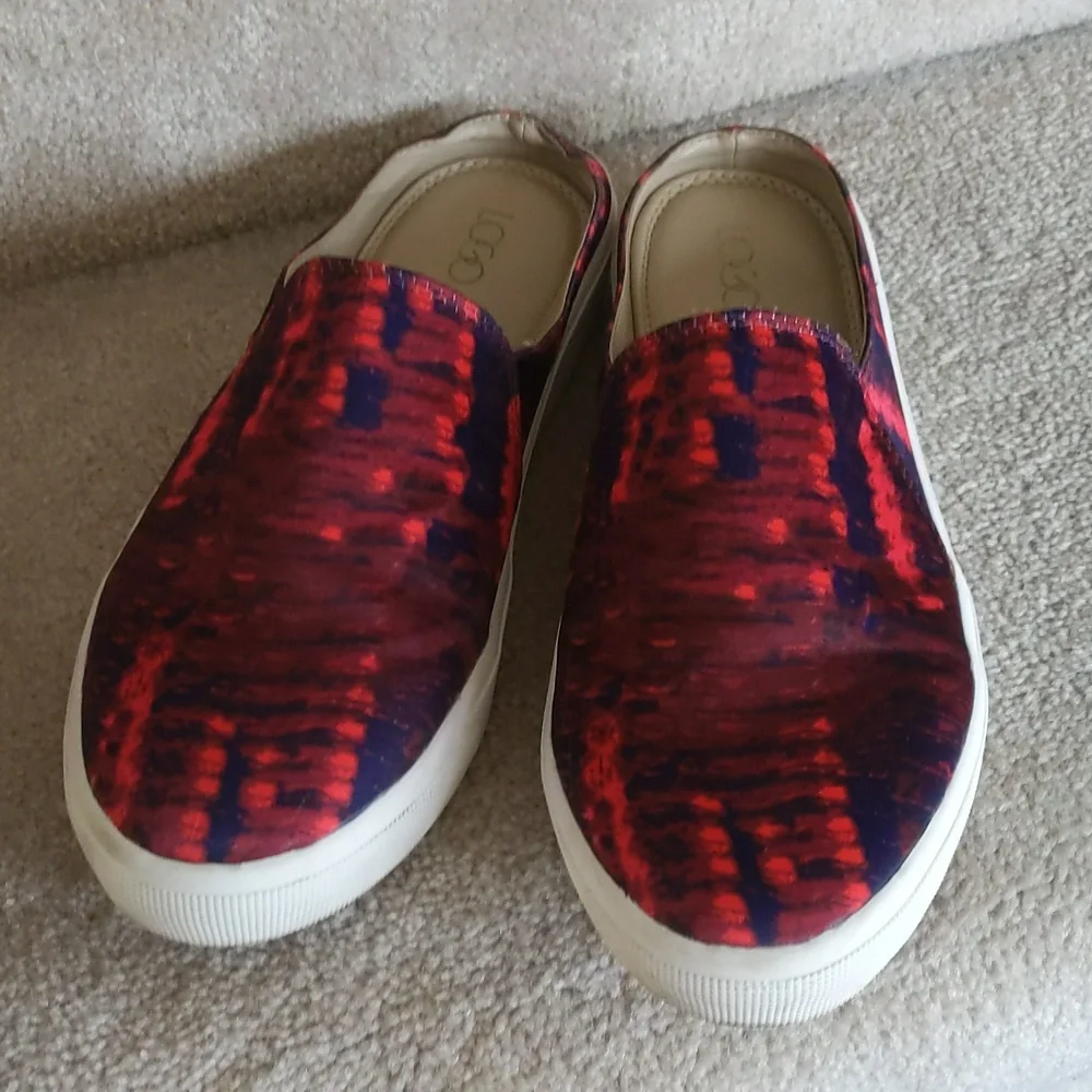 Logo Lori Goldstein Diane Printed Slip On Mule Sneaker 7M Red Blue - Picture 6 of 13